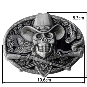 Dimensions Boucle de Ceinture Tête de Mort Requiem du Far West - 4 couleurs au choix !