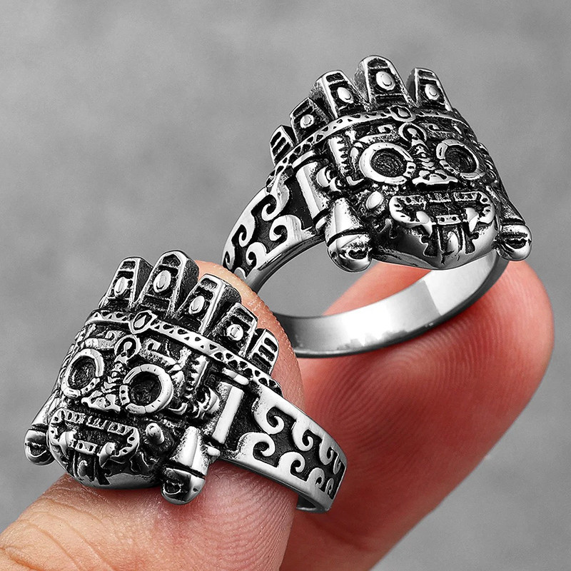 Avant Bague Tête de Mort "Dieu du Soleil Aztèque"