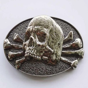 Boucle de Ceinture Tête de Mort - Crâne du Jugement Couleur Argent