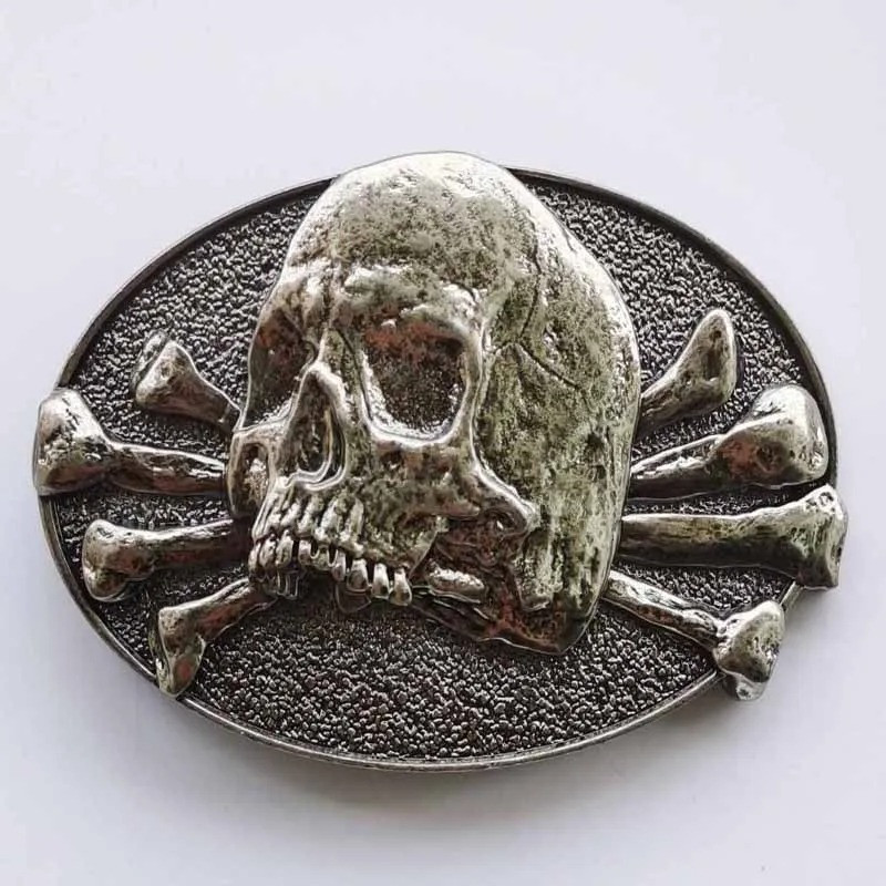 Boucle de Ceinture Tête de Mort - Crâne du Jugement Couleur Argent