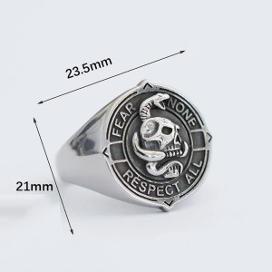 Dimensions Bague Tête de Mort "Fear None Respect All"