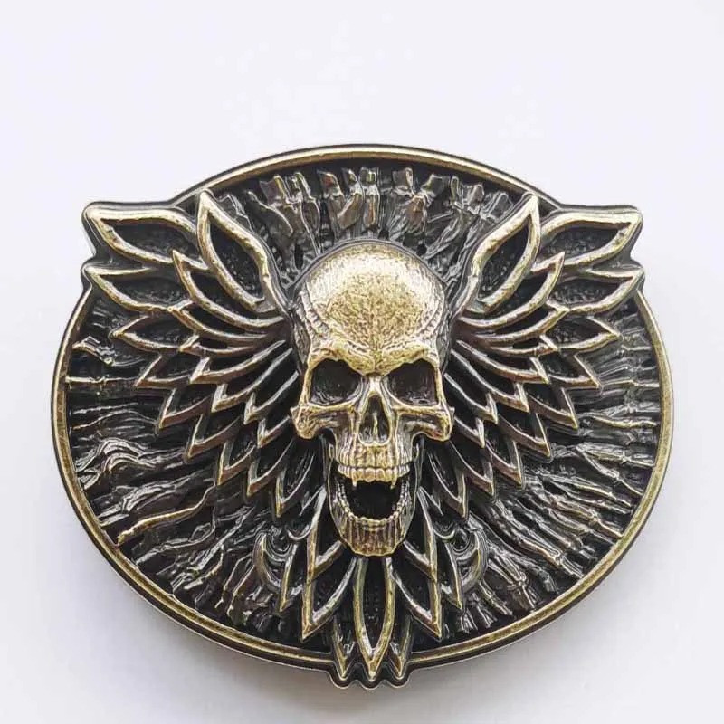 Boucle de Ceinture Tête de Mort Crâne d’Ornement Éternel Couleur or