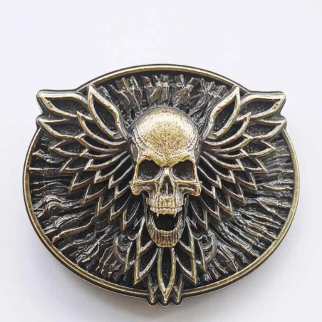 Boucle de Ceinture Tête de Mort Crâne d’Ornement Éternel Couleur or