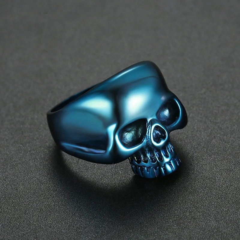 Bague Tête de Mort "Chromium Spirit" Couleur bleu