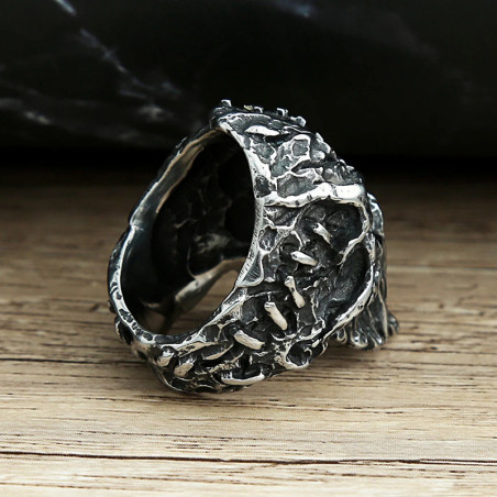 Vue Arrière Bague Tête de Mort "Crâne Ravagé"