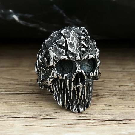 Avant Bague Tête de Mort "Crâne Ravagé"