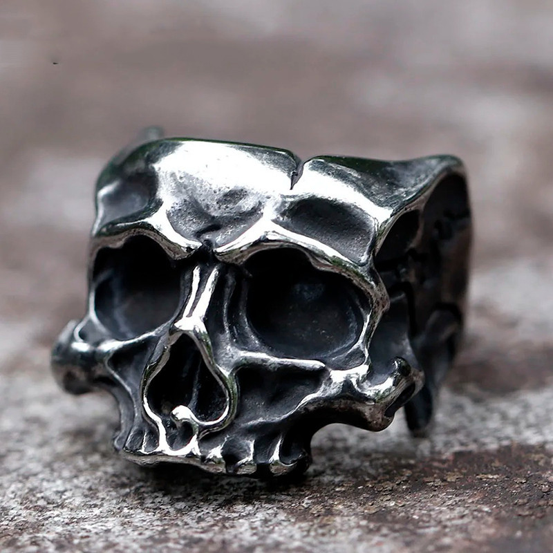 Avant Bague Tête de Mort "Os du Néant"