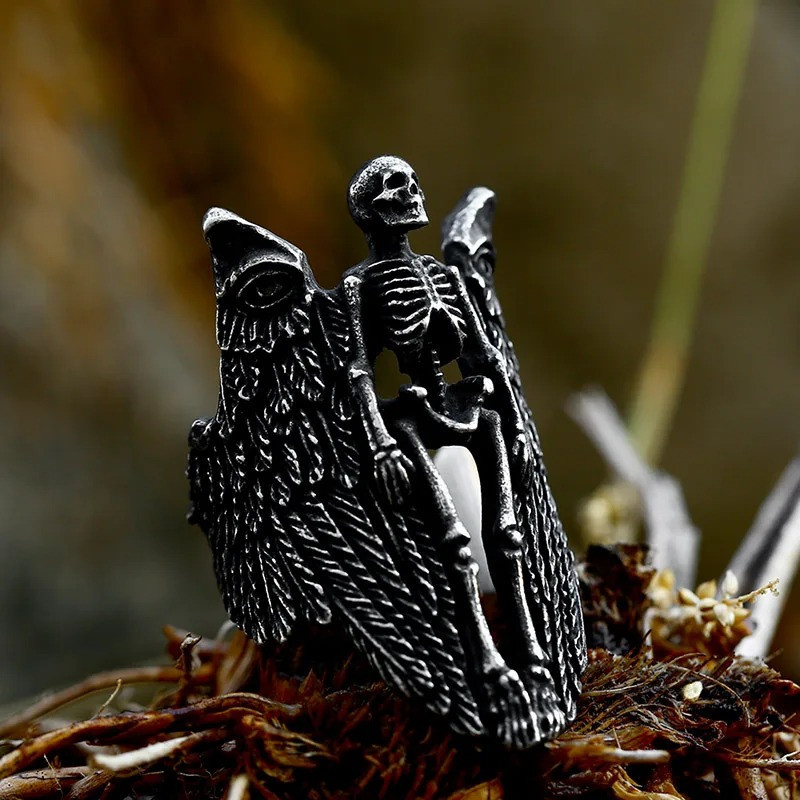 Avant Bague Tête de Mort "Ange Déchu du Jugement"
