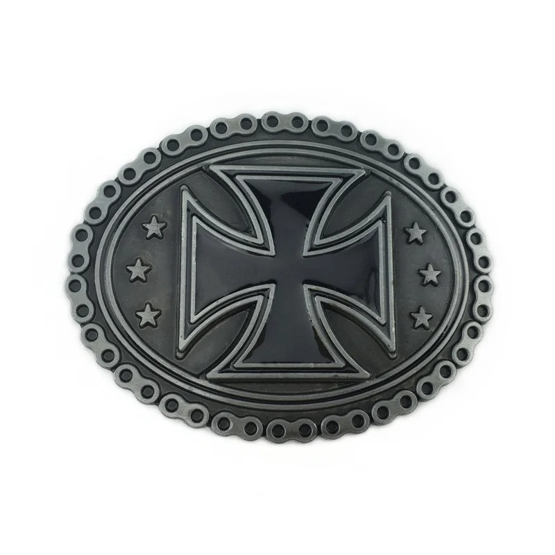 Boucle de Ceinture Biker Croix de Fer Couleur Argent