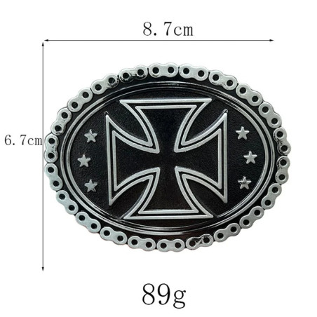 Dimensions Boucle de Ceinture Biker Croix de Fer - 4 couleurx au choix !