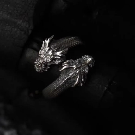 Bague Dragon "Gardien des Flammes Sombres"