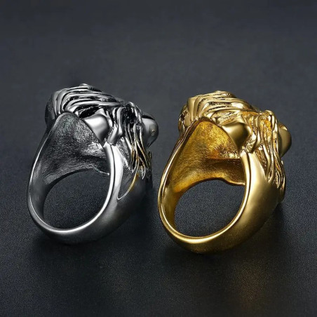 Vue Arrière Bague Lion "Rugissement Royal" - 2  couleurs au choix !