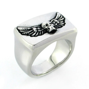 Bague Tête de Mort Ailes du Jugement - Acier Inoxydable !