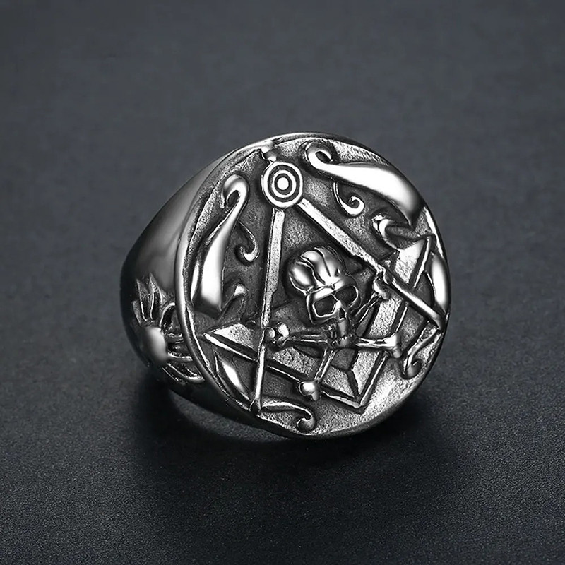 Bague Tête de Mort "Sceau du Temple Oublié" Couleur Argent