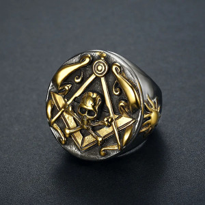 Bague Tête de Mort "Sceau du Temple Oublié" Couleur or