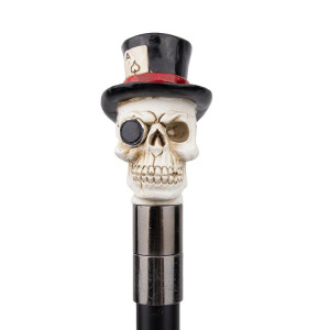 Vue de face Canne Tête de Mort Gentleman du Cimetière