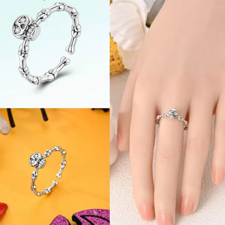 Details Bague Tête de Mort "Os du Destin" - Argent 925