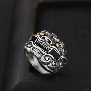 Bague Tête de Lion "Gardien du Temple Céleste"