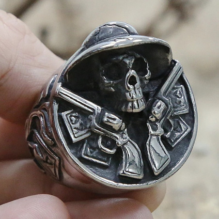 Bague Tête de Mort Pistolero du Néant – Acier Inox 316L