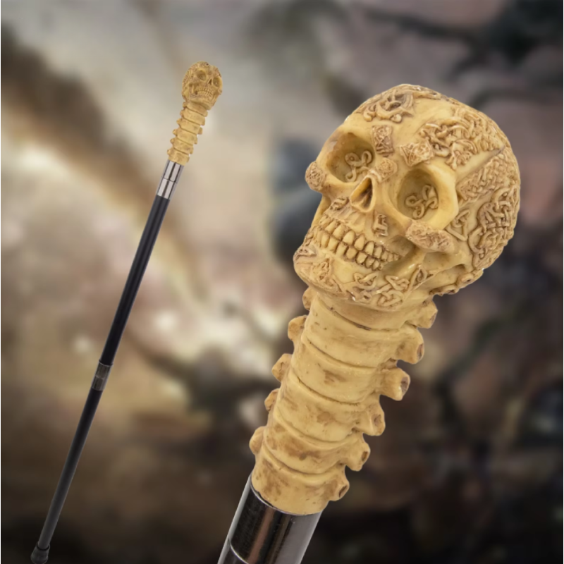Magnifique Canne Tête de Mort - La Colonne des Ancêtres