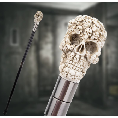 Magnifique Canne Tête de Mort - Le Crâne des Catacombes