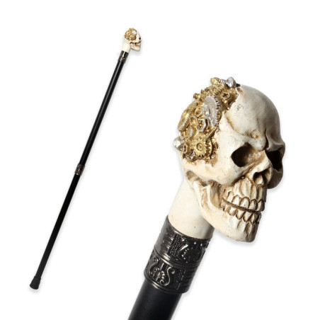 Canne Tête de Mort Steampunk - Le Mécanisme de l'Âme
