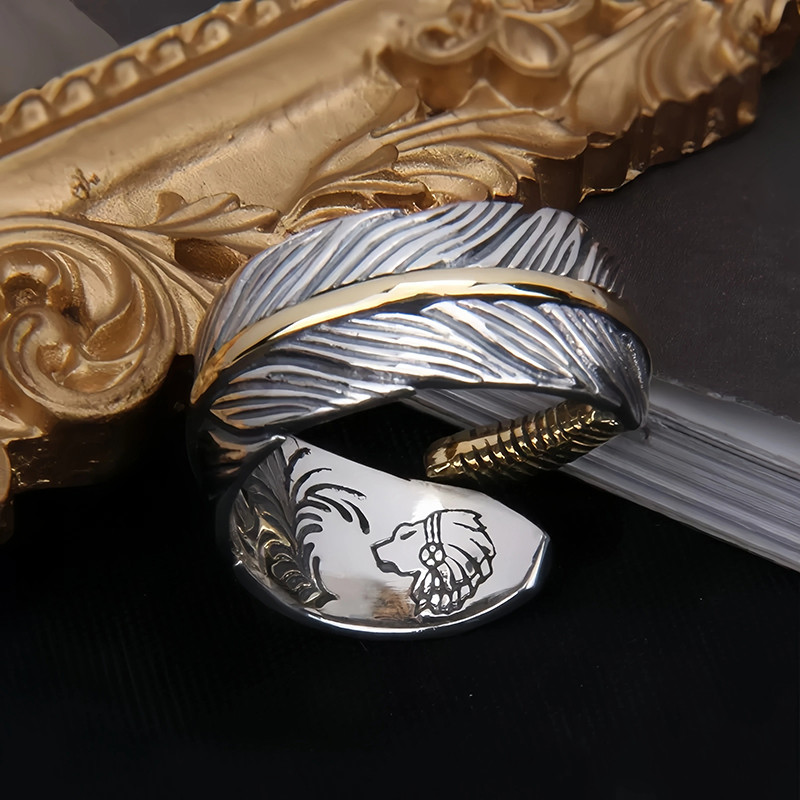 Avant Bague Rock “Plume Dorée de Liberté”