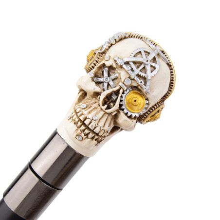 Canne Tête de Mort Steampunk - Le Sceau du Mécanomancien