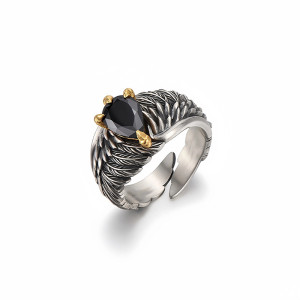 Bague Rock “Plume Noire du Phénix”
