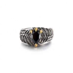 Avant Bague Rock “Plume Noire du Phénix”