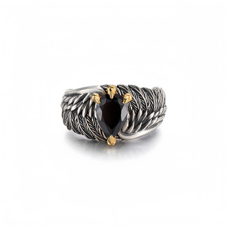 Avant Bague Rock “Plume Noire du Phénix”