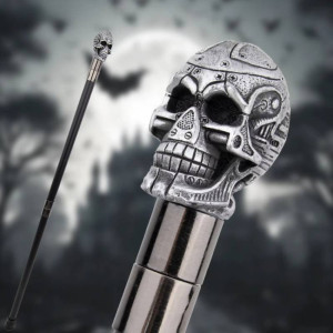 Magnifique Canne Tête de Mort - Le Cyborg Renégat