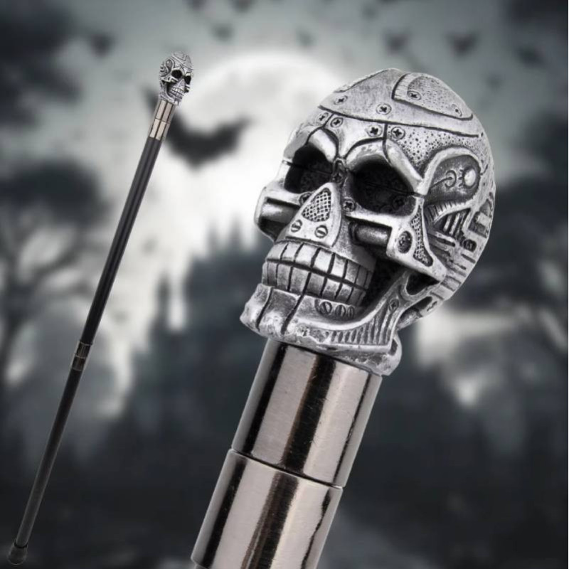 Magnifique Canne Tête de Mort - Le Cyborg Renégat