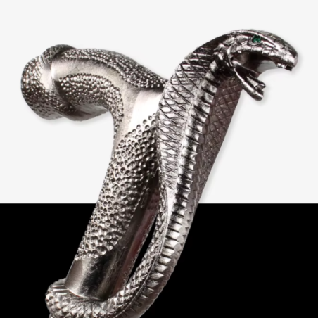 Détails de la Canne Serpent Goth - Le Baiser du Cobra.