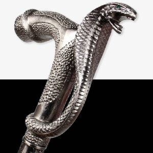 Magnifique Canne Serpent Goth - Le Gardien des Deux Mondes