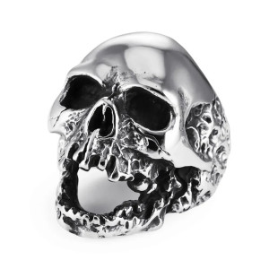 Vue générale Bague Tête de Mort "Crâne Ravagé"