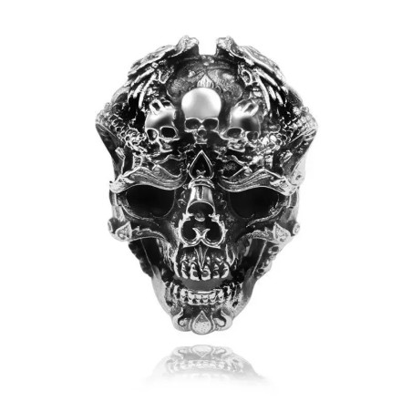 Vue générale Bague Tête de Mort "Trône des Crânes Sacrés"