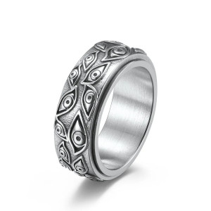 Magnifique Bague Œil d’Horus - Le Regard d’Argent de la Clairvoyance (Anneau Rotatif)