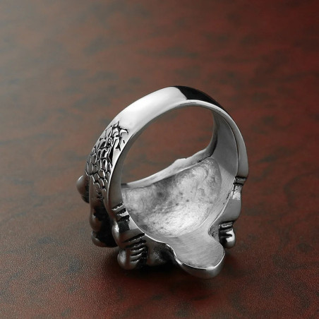 Vue Arrière Bague Tête de Mort - Griffe Crânienne Sauvage