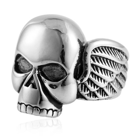 Avant Bague Tête de Mort "Ailes du Néant"