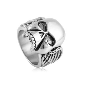 Bague Tête de Mort "Ailes du Néant"