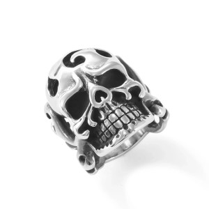 Bague Tête de Mort Flammes Infernales