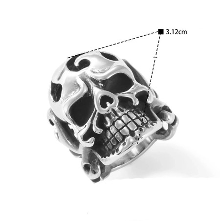Dimensions Bague Tête de Mort Flammes Infernales