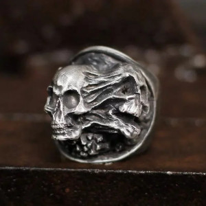 Bague Tête de Mort - Spectre Érodé
