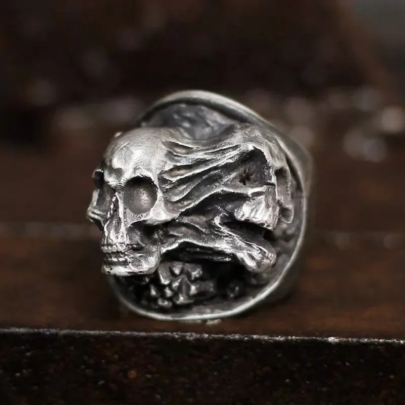 Bague Tête de Mort - Spectre Érodé