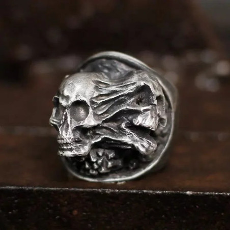 Bague Tête de Mort - Spectre Érodé
