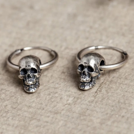 Boucles d’Oreilles Tête de Mort “Cercle des Ombres Brutes” - Argent 925
