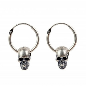 Boucles d’Oreilles Tête de Mort “Cercle des Ombres Brutes” - Argent 925