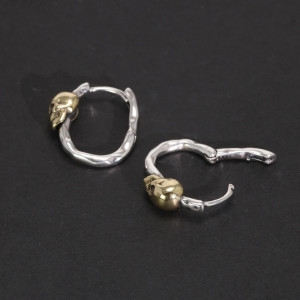 Boucles d’Oreilles Tête de Mort “Crâne Doré des Âmes Rebelles” - Argent 925