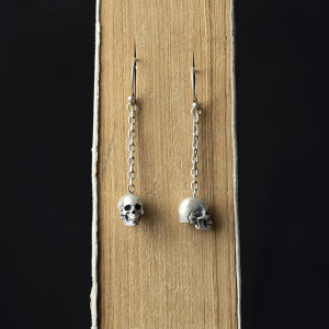 Boucles d’Oreilles Tête de Mort “Chaîne des Âmes Perdues” - Argent 925